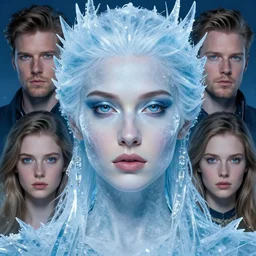 stunning goddess of ice portrait. realistic, symmetrical face. art by bowater charlie and mark brooks and julie bell and arian mark