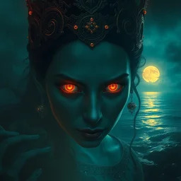 epic professional digital art of hungry eyes, ambient golden light, painted, mysterious, cinematic seaside wonderful queen scene, person, eerie, mythic, detailed, intricate, grand, leesha hannigan, wayne haag, reyna rochin, ignacio fernandez rios, mark ryden, van herpen, artstation, cgsociety, stunning, gorgeous, wow detail