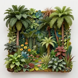 huge Joseph Cornell assemblage overgrown with plants, hyper realistic octane render 4K, micro detailed