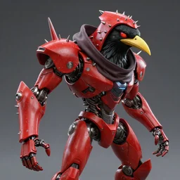 red kon - dam with zoidberg spiked and long studded droid helmet, akira - style artistically anthropomorphic black bird head. cloaked hood down, dynamic pose. science fiction, portrait by donato giancola and greg rutkowski and wayne. hyper detailed. rendered in 3 0 0 0 cycles. top all time r / imaginarycyberpunk.