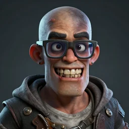 portrait of a sea of thieves style character, rotten teeth, digital art, unreal engine, geeky glasses
