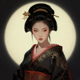 female geisha girl, beautiful face, bladerunner, rule of thirds, intricate outfit, spotlight, by greg rutkowski, by jeremy mann, digital painting