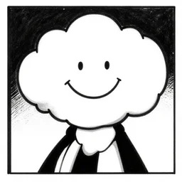 a still frame from comic strip a scheme of the smiling cloud 1 9 5 0, herluf bidstrup, new yorker illustration, monochrome contrast bw, vector lineart graphics, manga, tadanori yokoo, simplified,