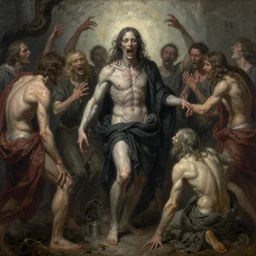breathtaking detailed soft painting of worthy of tortures, gathering a superhuman promise to our body and soul, a promise of demence, rembrandt style, elegant, highly detailed, artstation, concept art, matte, sharp focus, art by tom bagshaw, and greg rutkowski