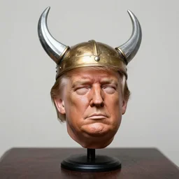 donald trump's chopped off head collected by a vikingo