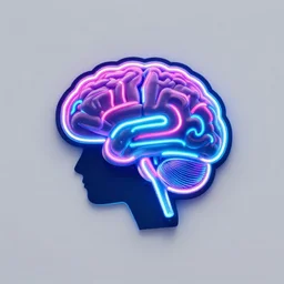 Logo, brain of an AI, neon