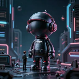 boglin toy by beksinski, banksy and tristan eaton, dark neon trimmed beautiful dystopian digital art