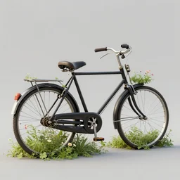 old bicycle overgrown with weeds and flowers, sylvain sarrailh, artstation, petros afshar