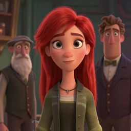 Lofi portrait, Pixar style by Tristan Eaton and Stanley Artgerm and Tom Bagshaw and Tim Burton, red hair
