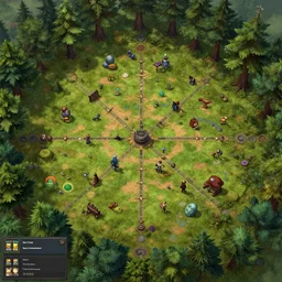 full - color virtual tabletop battle map of a woodland clearing, dungeondraft, d & d, pathfinder, by jeff todd and greg rutkowski, trending on artstation, pinterest