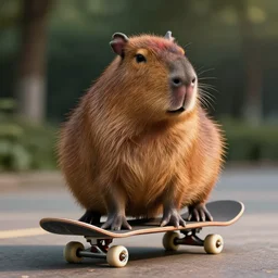 a photo of 8k a cute capybara on a skateboard, cinematic lighting, trending on artstation, 4k, hyperrealistic, focused, extreme details, unreal engine 5, cinematic, masterpiece