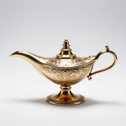 ivory genie lamp, commercial catalog photo, isolated on a pure white background, centered, entire object in frame, sharp focus, soft studio lighting