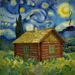 [ a log cabin in the forest ] [ van gogh ] [ matte ]