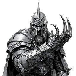 a kislev warrior who is wearing iron gauntlets in the shape of bear claws in the style of warhammer fantasy : : head and shoulders drawing