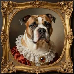 baroque rococo painting The Fancy Royal Pitbull  portrait Greg Hildebrandt high detail cute