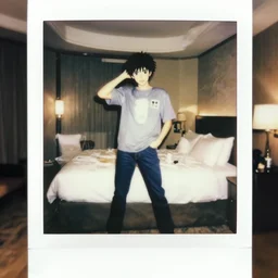 a full body overview polaroid portrait of a 1 9 9 0's disney j - pop idol posing, posing at bedroom, finely detailed features, closeup at the faces, perfect art, luxury hotel room, gapmoe yandere, trending on pixiv fanbox, painted by craig mullins makoto shinkai takashi takeuchi studio ghibli, akihiko yoshida,