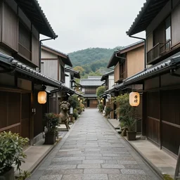 waking away from midjourney, hyperdetailed, old japanese street