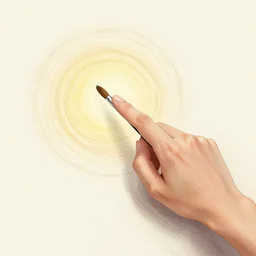 zen brush drawing pointing to higher reality