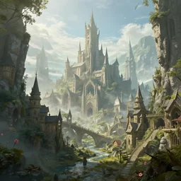 in an ethereal Tolkien city , highly detailed, 4k, HDR, award-winning, artstation, octane render