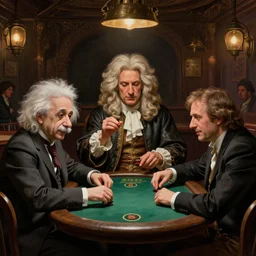 baroque painting albert einstein with isaac newton with stephen hawkins playing poker in an old west saloon, intricate, highly detailed, centered, digital painting, artstation, concept art, smooth, sharp focus, illustration, art inspired by james gurney and greg rutkowski
