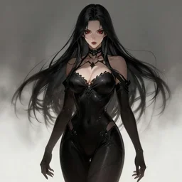 dark goddess fullbody pose, beautiful face, highly detailed, yoshitaka amano, artstation, soft light, sharp focus, illustration, character design, concept art