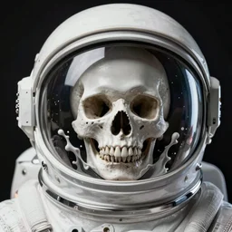 close up of a astronaut helmet with skull inside by josan gonzalez splash art graphic design color splash high contrasting art, fantasy, highly detailed, art by greg rutkowski