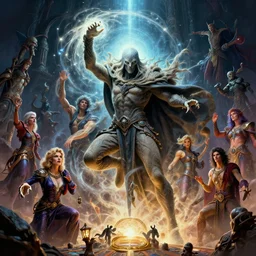 highly detailed portrait of the sandman is summoned from the magic array ， magic effect, in the dream world ， d & d, fantasy, by greg rutkowski ， frank frazetta, alexandre chaudret, boris vallejo, michael whelan, miro petrov, hr giger, magali villeneuve, donato giancola ， dramatic lighting, dynamic pose, dynamic perspective