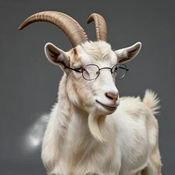 andy milonakis as a goat, goat body, human head, glasses, anthropomorphic, 4 k, photorealistc, high details
