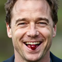 closeup portrait of happy bryan cranston with mouth full of cranberies, food photography, natural light, sharp, detailed face, magazine, press, photo, steve mccurry, david lazar, canon, nikon, focus
