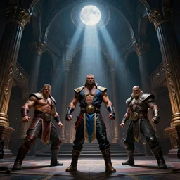 Dark majestic ornate great hall, mortal kombat arena, moonlight rays, Darek Zabrocki, Karlkka, trending on Artstation, 8K