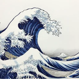 a drawing of a wave by mo ganji, lineart, clue color scheme, high detail, one single line