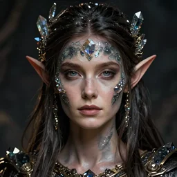 hyper realistic portrait of postapocalyptic elf woman, cinematic, symmetrical face, dark crystal, artstation, cgsociety, alan lee, brian froud jean baptiste monge, scott radke