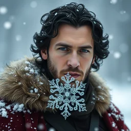 a picture of jon snow as a snow flake