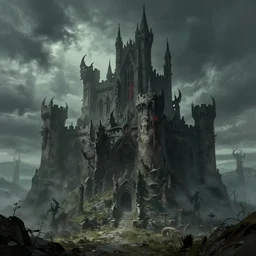 menacing castle in hell dominates the landscape, digital art, trending on artstation