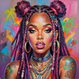 beautiful painting of hiphop solarpunk summertime chill, by kelly sue deconnick, trending on artstation, 8 k, masterpiece, graffiti paint, fine detail, full of color, intricate detail, golden ratio illustration, face enhance