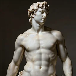 a renaissance sculpture of a tall, muscular, handsome, gorgeous beautiful male with the face of Waluigi from Nintendo,