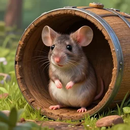 a cute mouse in a barel, fine details, vibrant setting, realistic shading, art style by ilya kuvshinov, katsuhiro, artgerm, michael garmash, unreal engine 5, ultra detailed, intricate environment