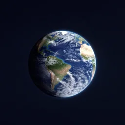 A single, centered Earth-like planet in the sky by Syd Mead, Federico Pelat