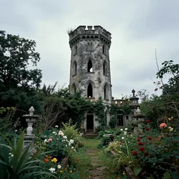 The abandoned wizard\'s tower in the overgrown garden. Group f/64.