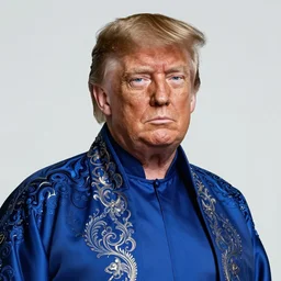 donald trump!!! martial artist, bold facial features and blue eyes!! intricate ornate blue robes!! character concept art, sharp focus, octane render! unreal engine 5! highly rendered!! trending on artstation!! detailed linework!! illustration by artgerm, wlop, and chie yoshii