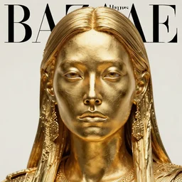 sculpture made of gold, portrait, future, shaman, gold, close up, harper's bazaar, vogue, magazine, insanely detailed and intricate, concept art, ornate, luxury, elite, elegant, trending on artstation, by ruan jia, by Kenneth Willardt, by ross tran, by WLOP, by Andrei Riabovitchev,