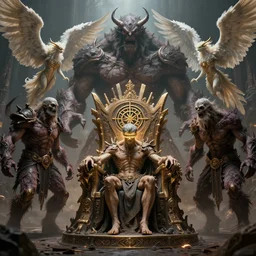 eyeless watcher, sigil of the empty throne, taunting arbormage, zombie ogre, erebos's titan, loxodon lifechanter, serra angel, by antoine wiertz and noah bradley, visually stunning, cinematic, ultra realistic, hyper realism, 1 2 k, epic, octane render, unreal engine, vfx, maya