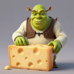 shrek made out of cheese detailed realistic studio photo