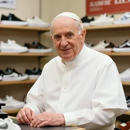 john paul ii in a sneaker store