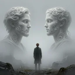 mirages and a man stunned by them. fog intricate, elegant, highly detailed, digital painting, artstation, concept art, sharp focus, illustration, by justin gerard and artgerm, 8 k
