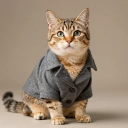 a cat wearing a formal overcoat lisa keene