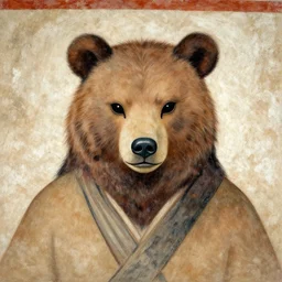 portrait shaman in a bear mask, chauvet cave painting