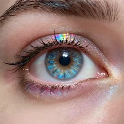 hyper detailed concept art of human eye crying multicolored iridescent paint Stanley Artgermm dramatic lighting wide angle 35mm shallow depth of field 8k
