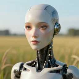 2B nier automata in a field, 4k, detailed face, blender render