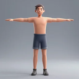 a 3 d rendering of a male human with arms stretched out to the sides ready for rigging in blender,